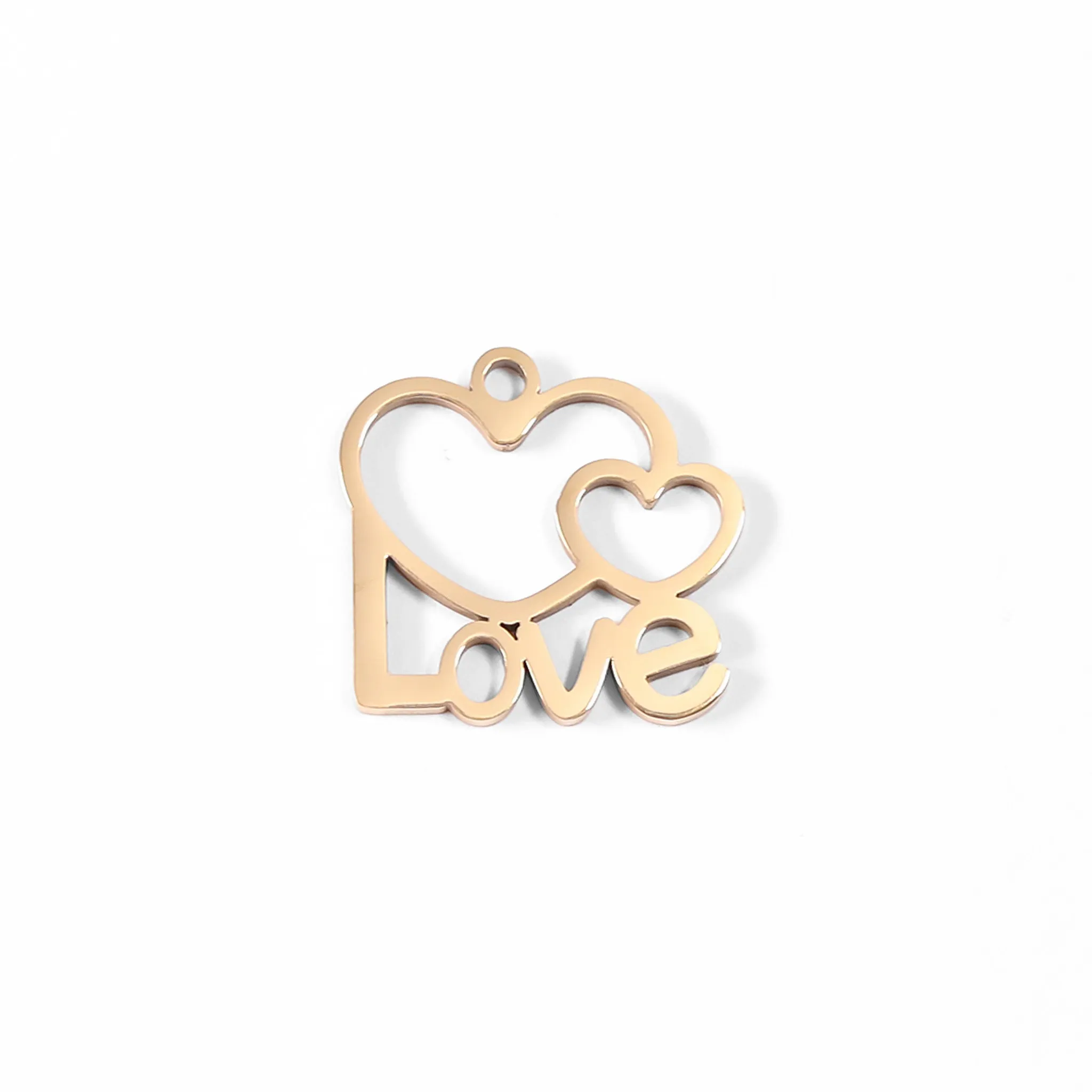 18K Gold PVD Stainless Steel Cutout Love Heart Charm / PDL0088