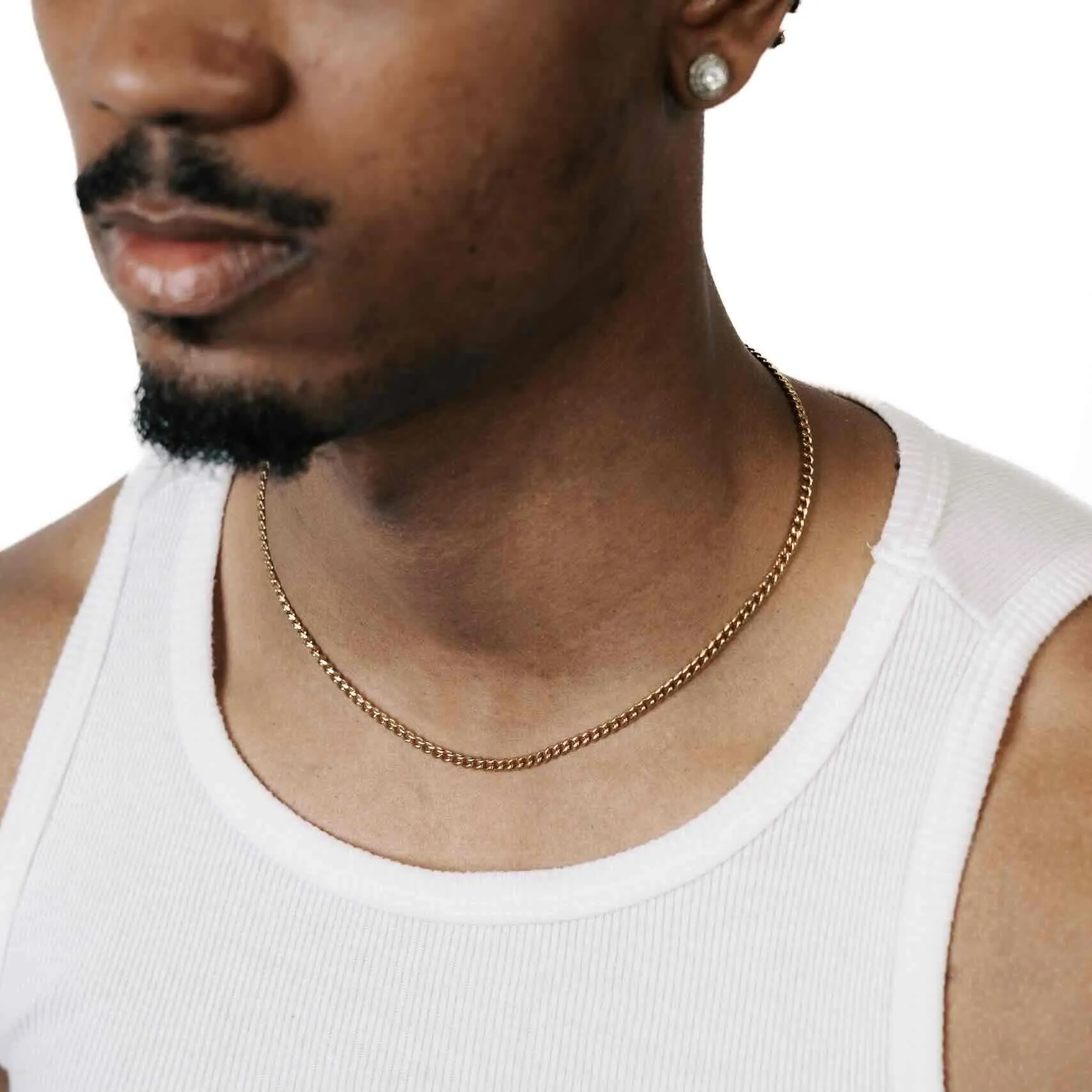 2MM Solid Gold Curb Link Chain