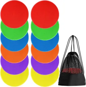 4.72inch 9inch Poly Spot Markers Non-Slip Rubber Floor Dots for Gym, 6/12/24 Pcs Flat Cones Agility Markers Poly Spots for Classroom Dance Sports Soccer Basketball Speed Agility Training