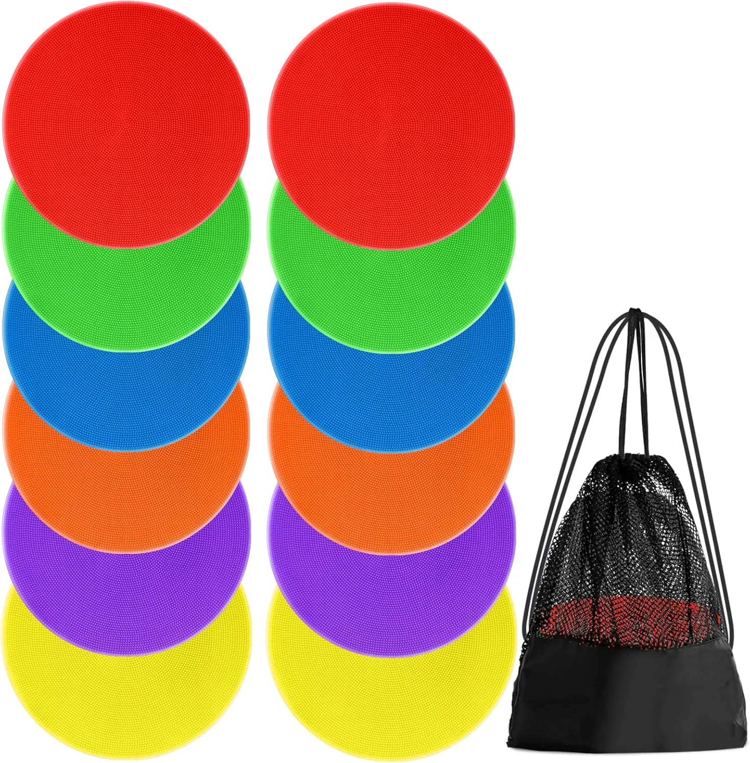 4.72inch 9inch Poly Spot Markers Non-Slip Rubber Floor Dots for Gym, 6/12/24 Pcs Flat Cones Agility Markers Poly Spots for Classroom Dance Sports Soccer Basketball Speed Agility Training