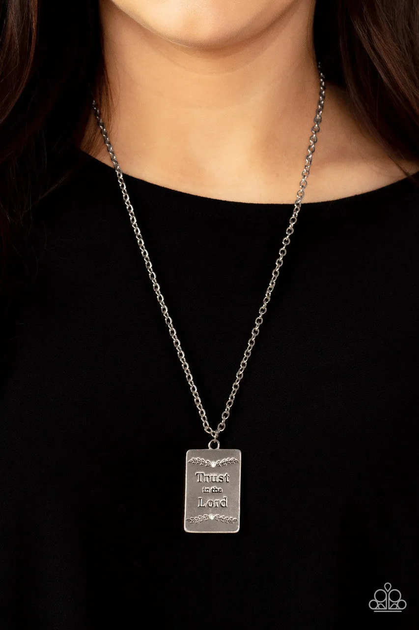All About Trust - White - "Trust in the Lord" Inspirational Religious Paparazzi Short Necklace