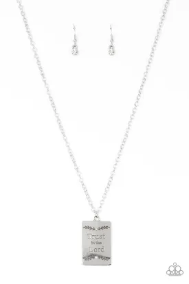 All About Trust - White - "Trust in the Lord" Inspirational Religious Paparazzi Short Necklace