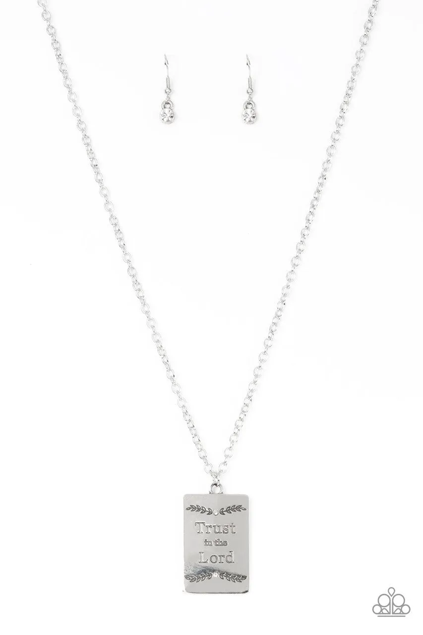 All About Trust - White - "Trust in the Lord" Inspirational Religious Paparazzi Short Necklace