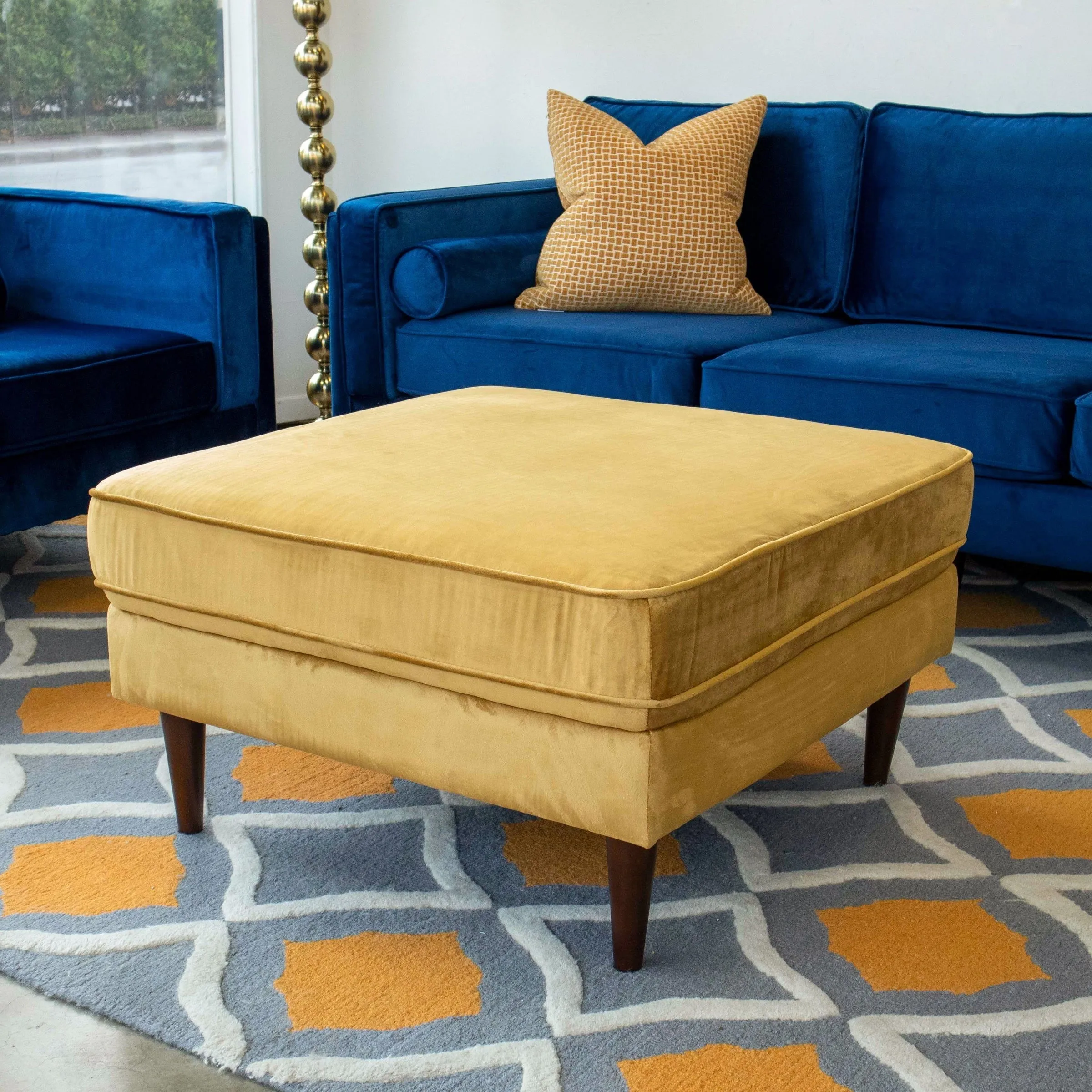 Amber - Square Upholstered Ottoman Linen by Couch.com