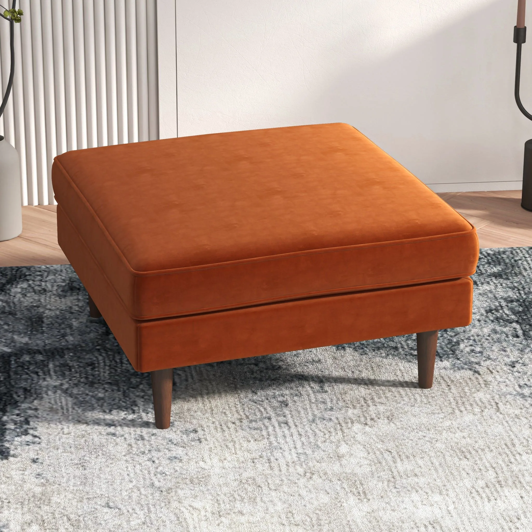 Amber - Square Upholstered Ottoman Linen by Couch.com