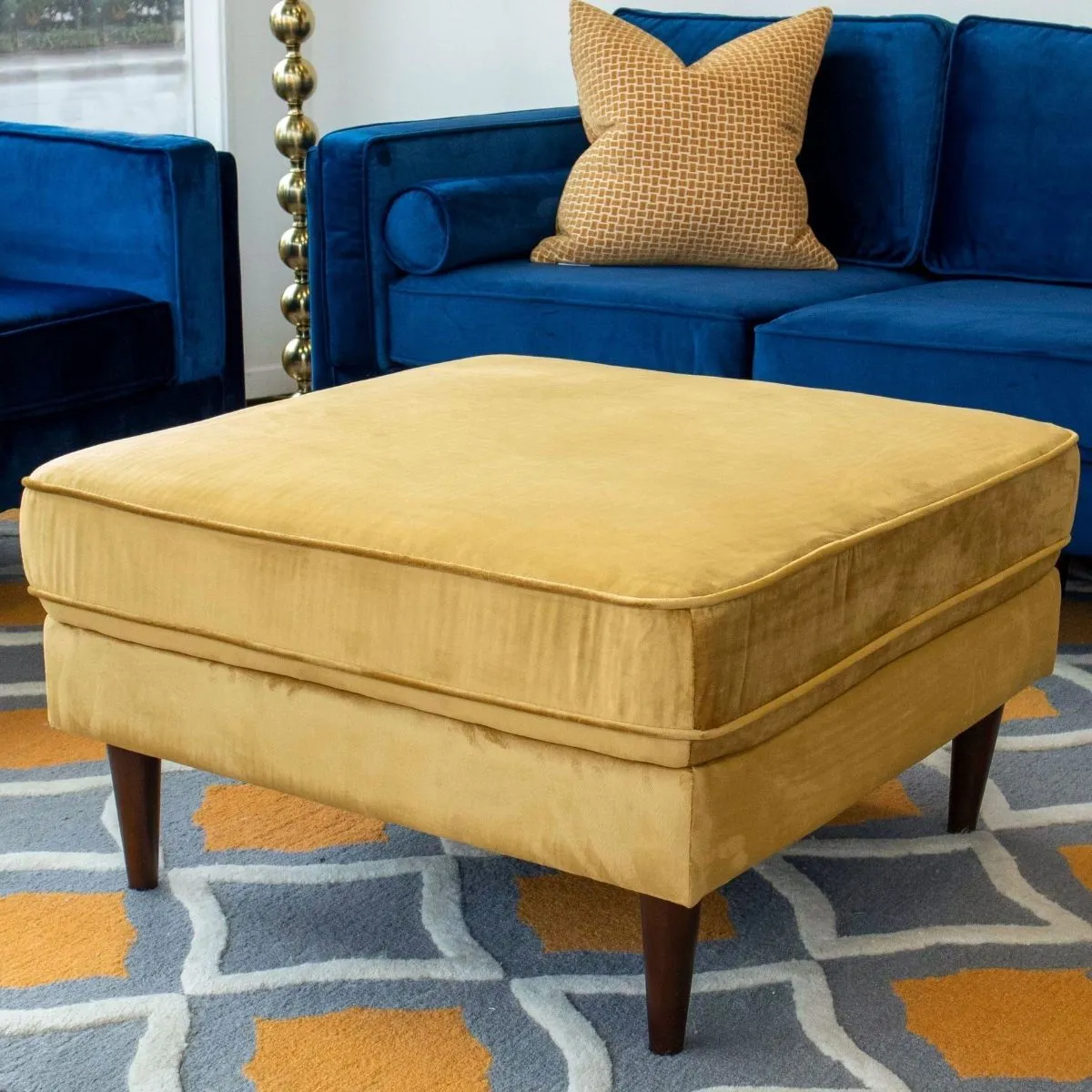 Amber - Square Upholstered Ottoman Linen by Couch.com