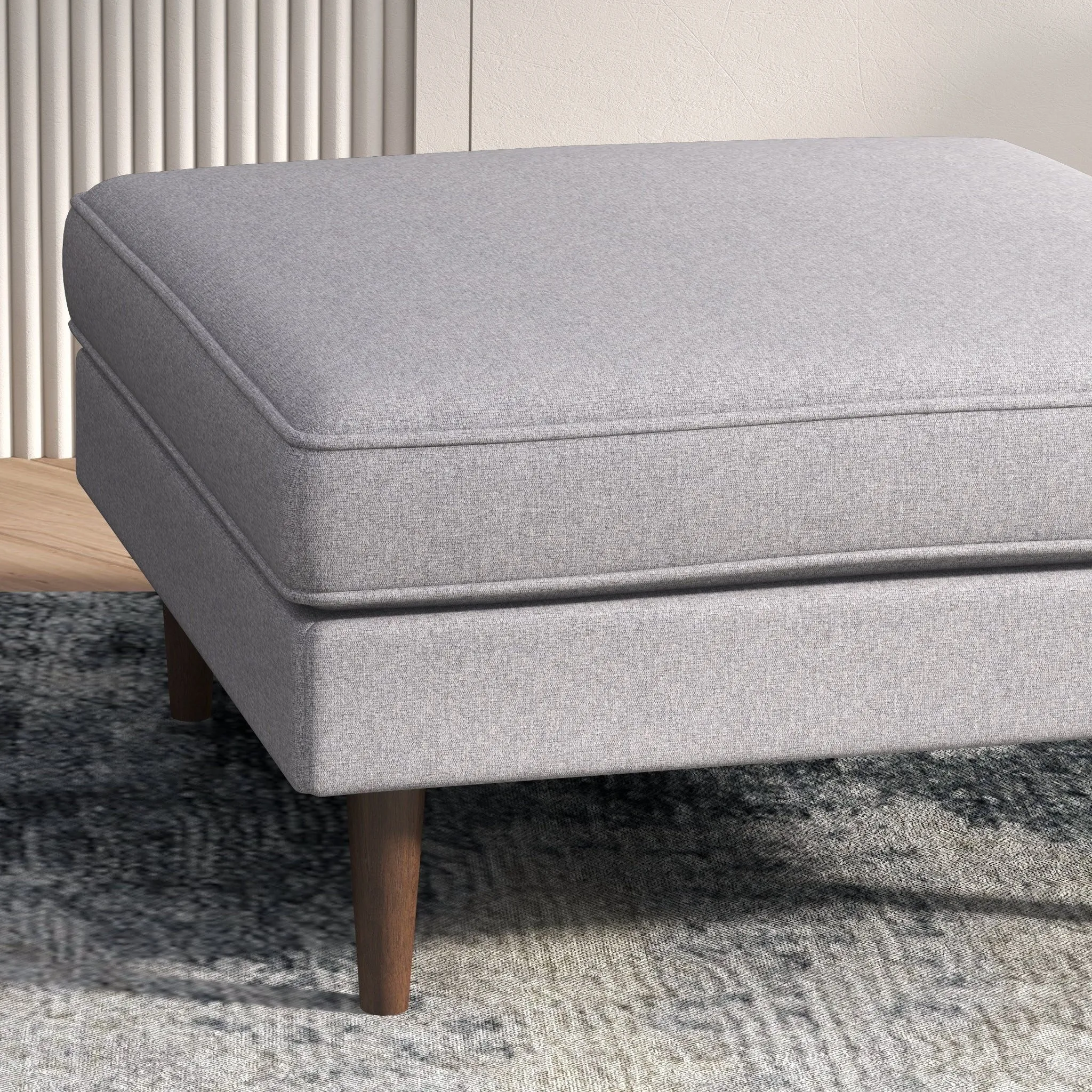 Amber - Square Upholstered Ottoman Linen by Couch.com