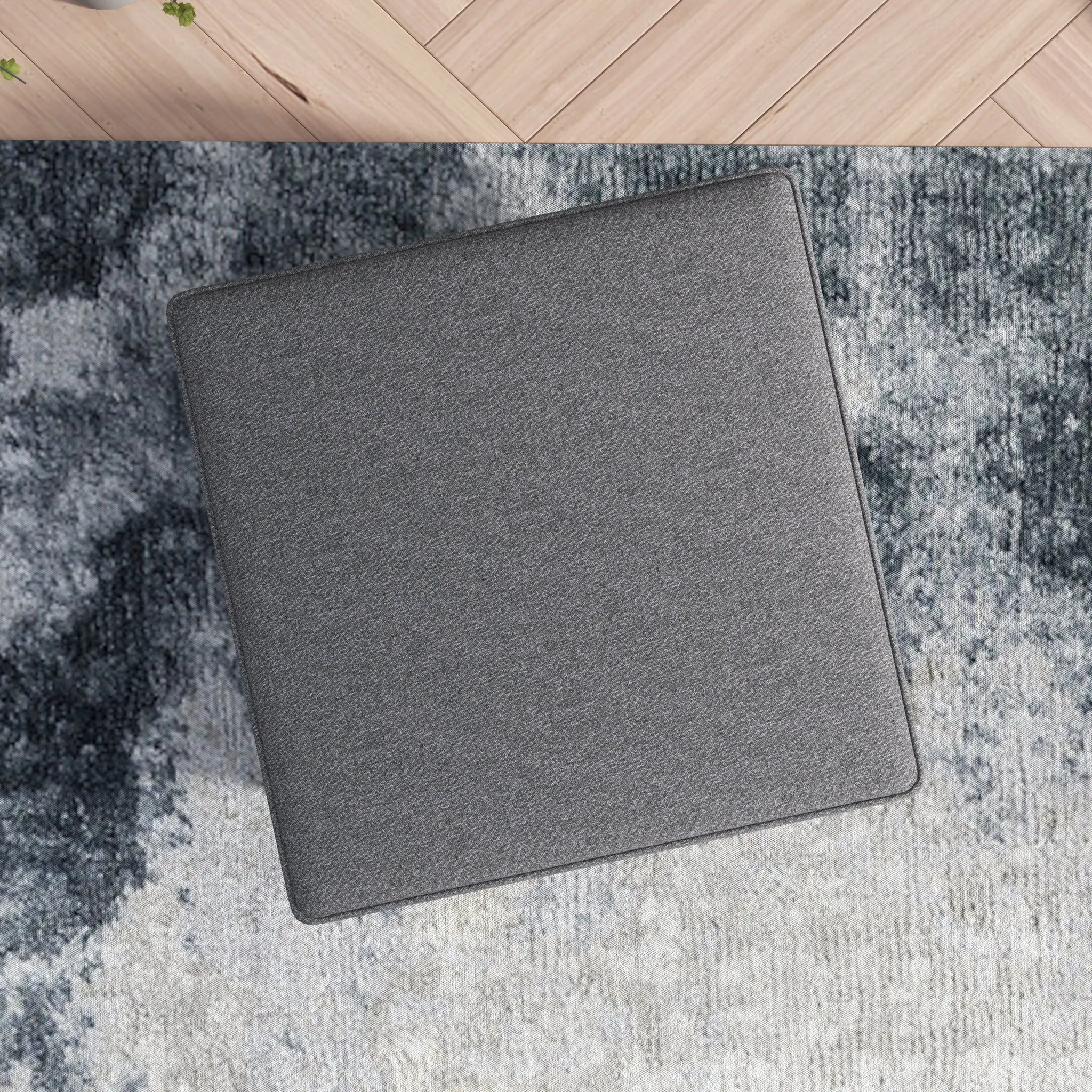 Amber - Square Upholstered Ottoman Linen by Couch.com