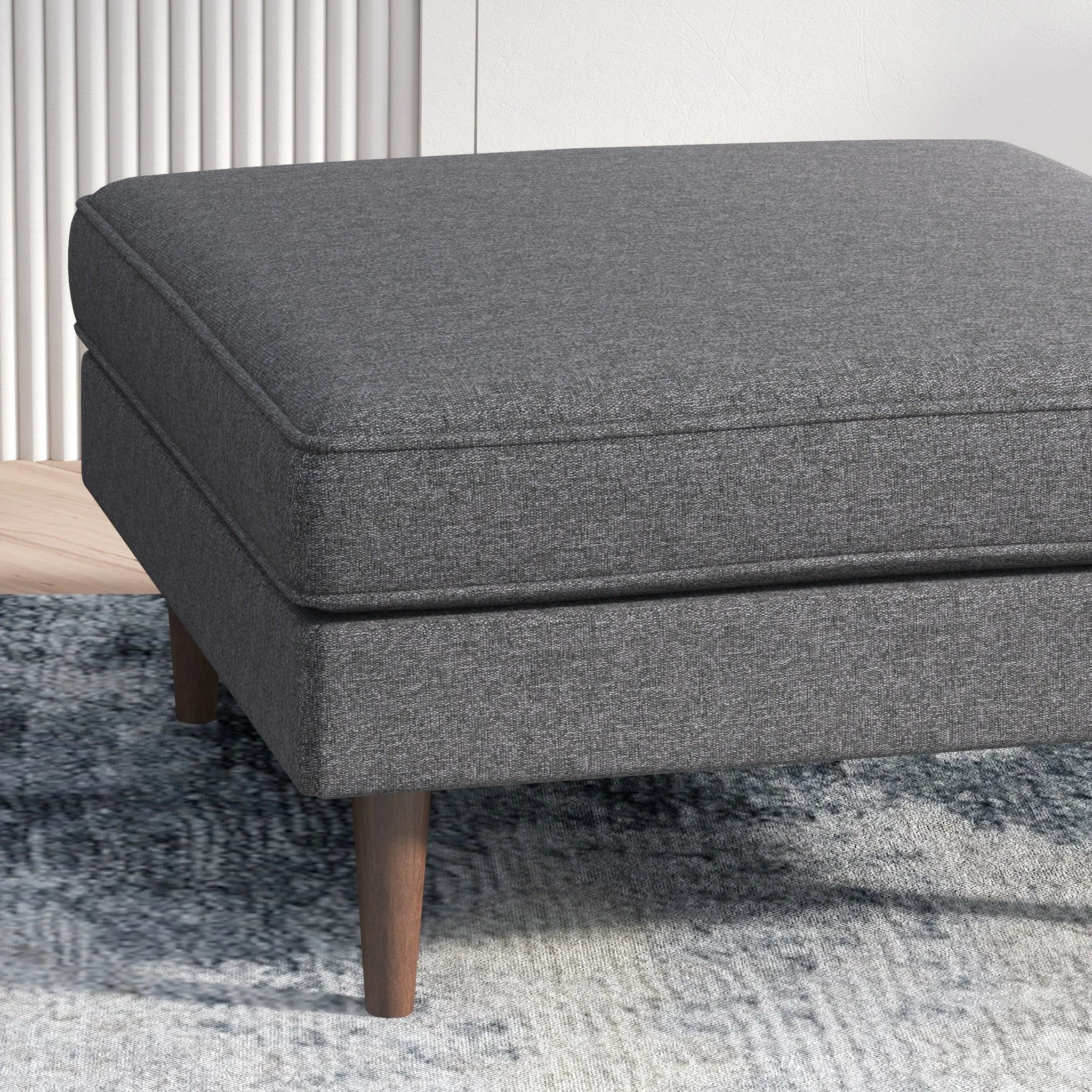 Amber - Square Upholstered Ottoman Linen by Couch.com