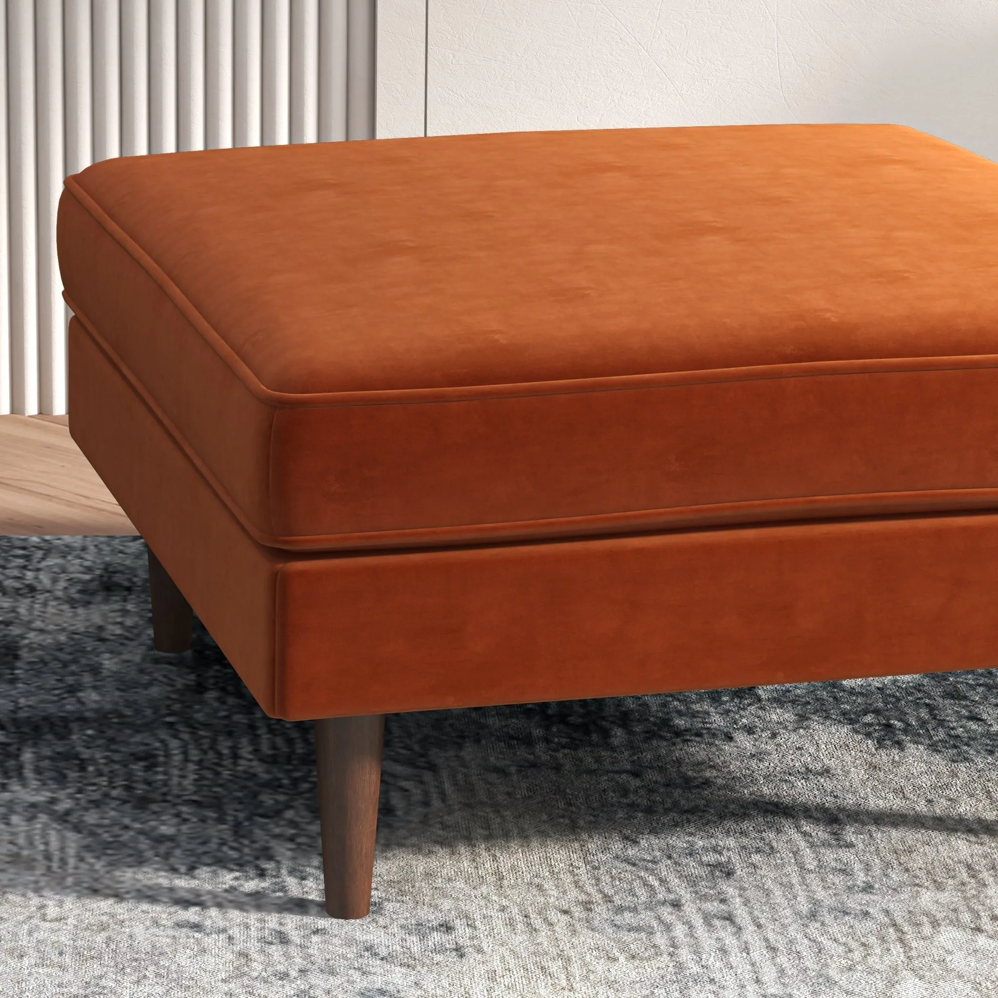 Amber - Square Upholstered Ottoman Linen by Couch.com