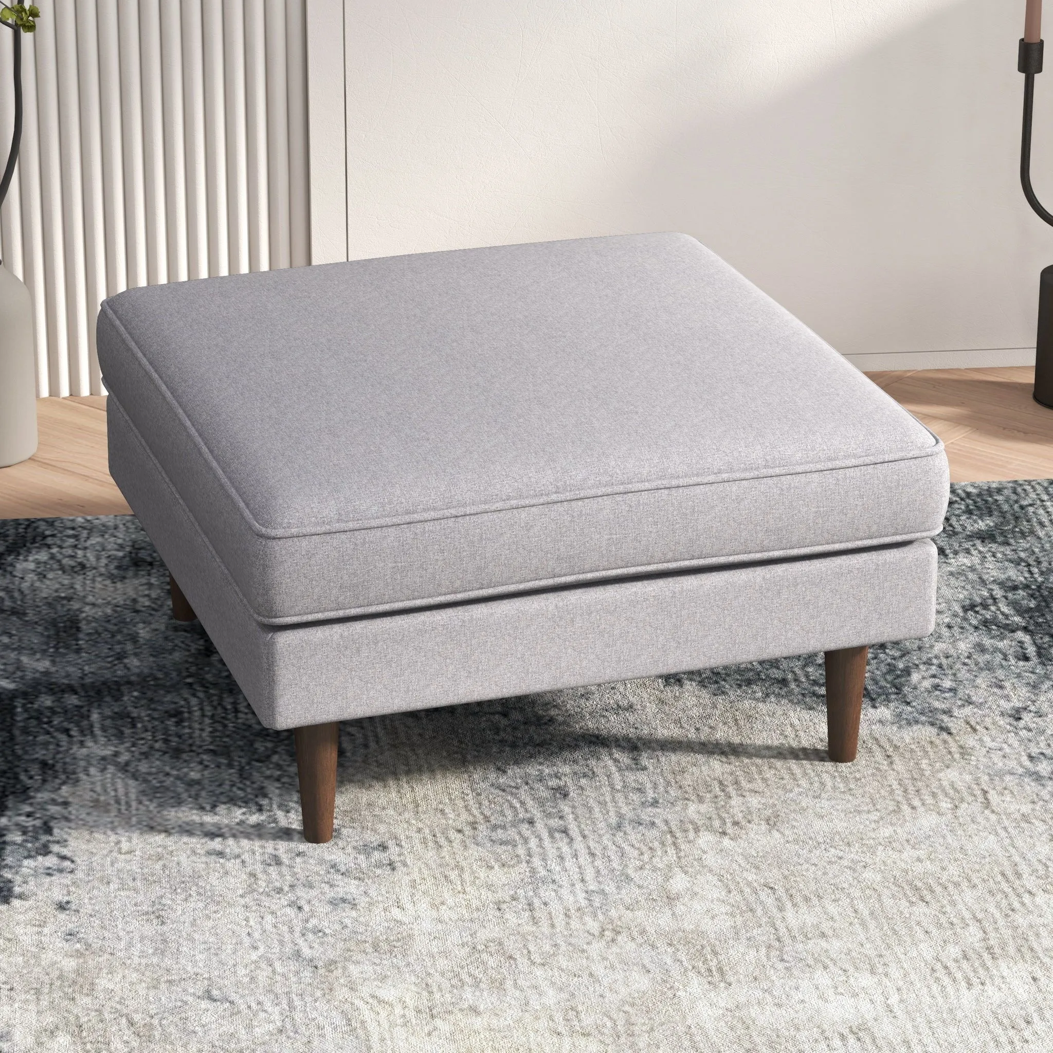 Amber - Square Upholstered Ottoman Linen by Couch.com