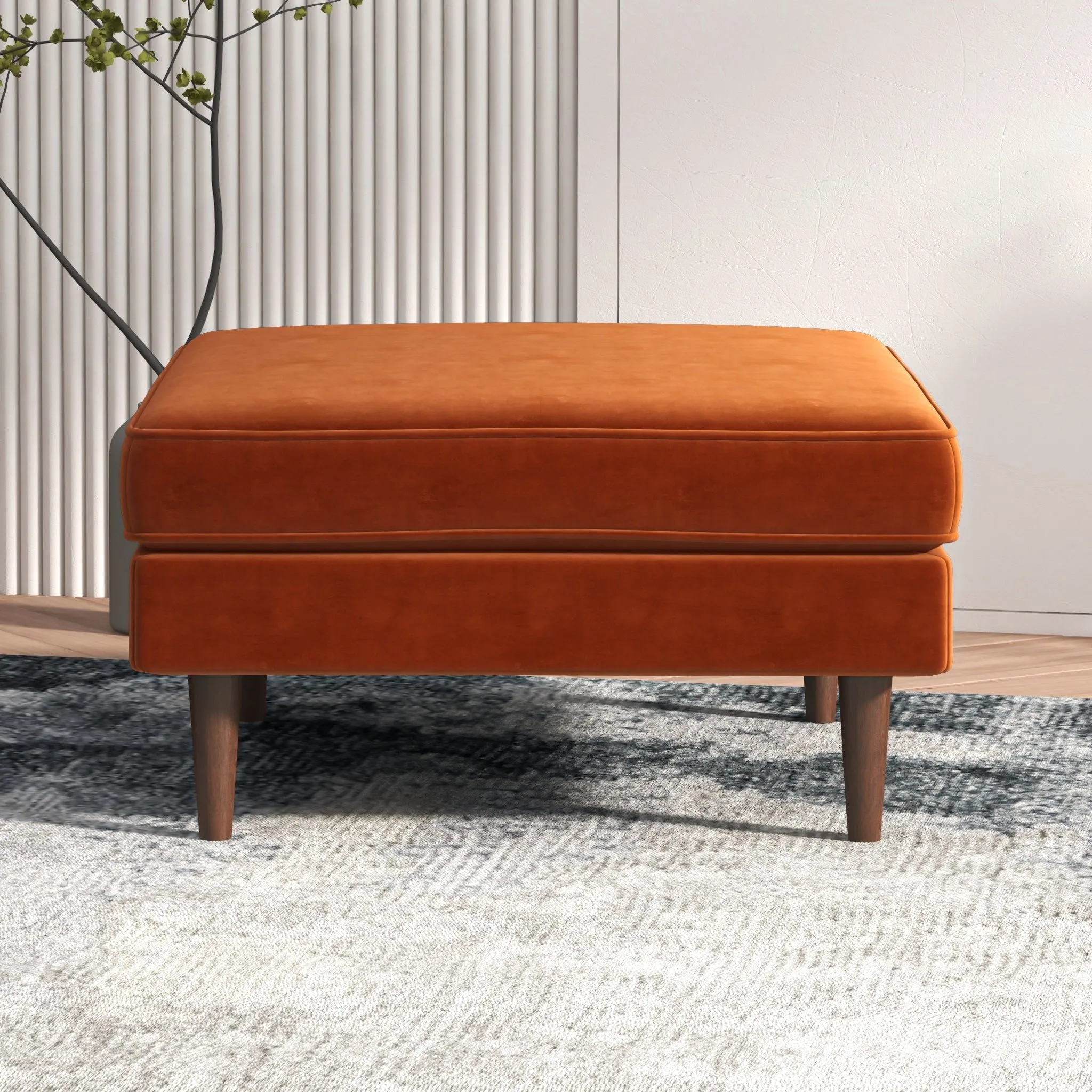 Amber - Square Upholstered Ottoman Linen by Couch.com