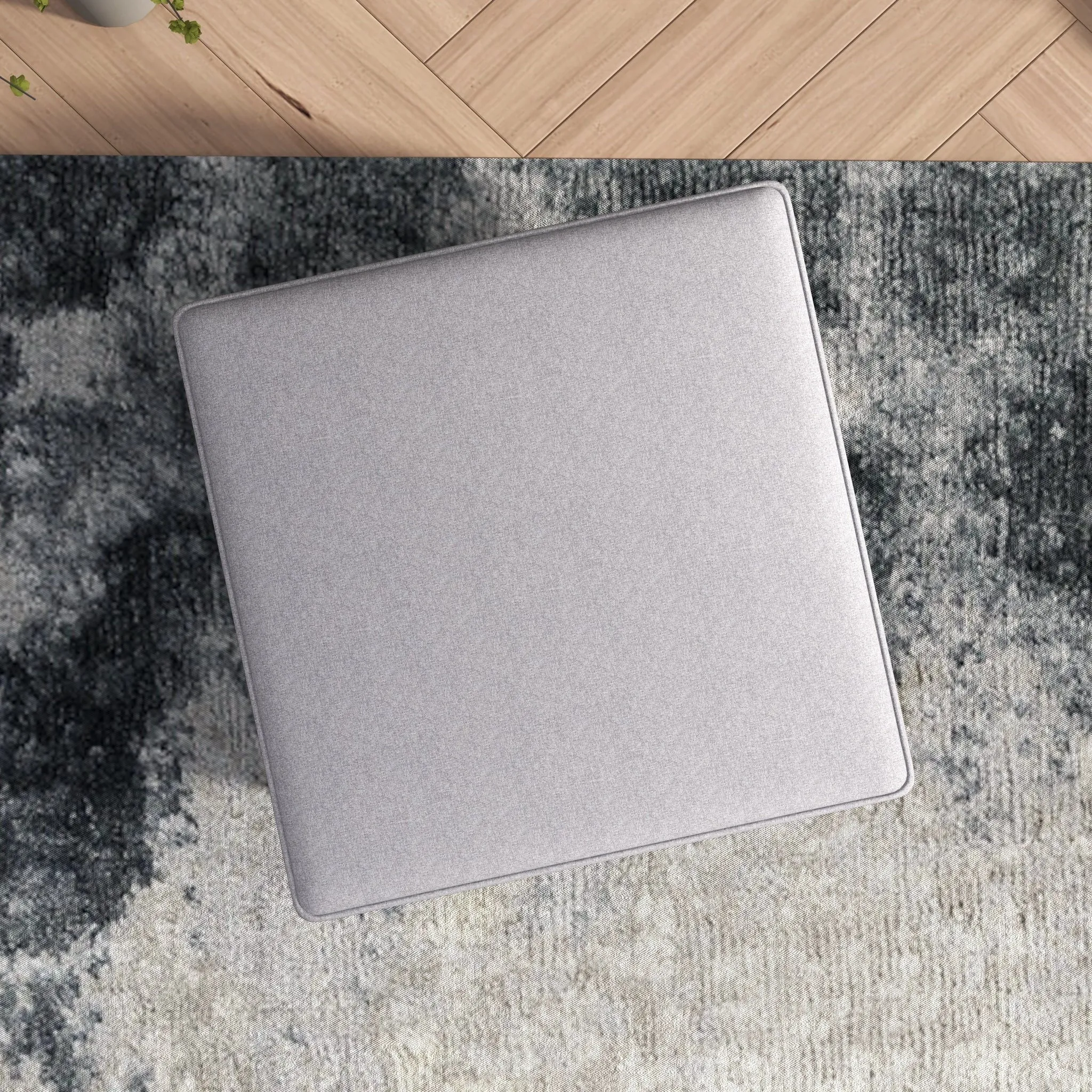 Amber - Square Upholstered Ottoman Linen by Couch.com