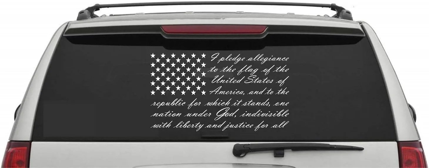 American Flag Pledge of Allegiance Vinyl Truck Window Sticker Decal (17" x 29")