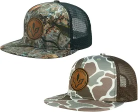 BASSDASH 2 Pack Flat Brim Trucker Cap Adjustable Snapback Hat Mesh Back for Men Women Fishing Hunting