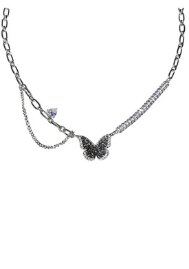 Black Zircon Butterfly Necklace