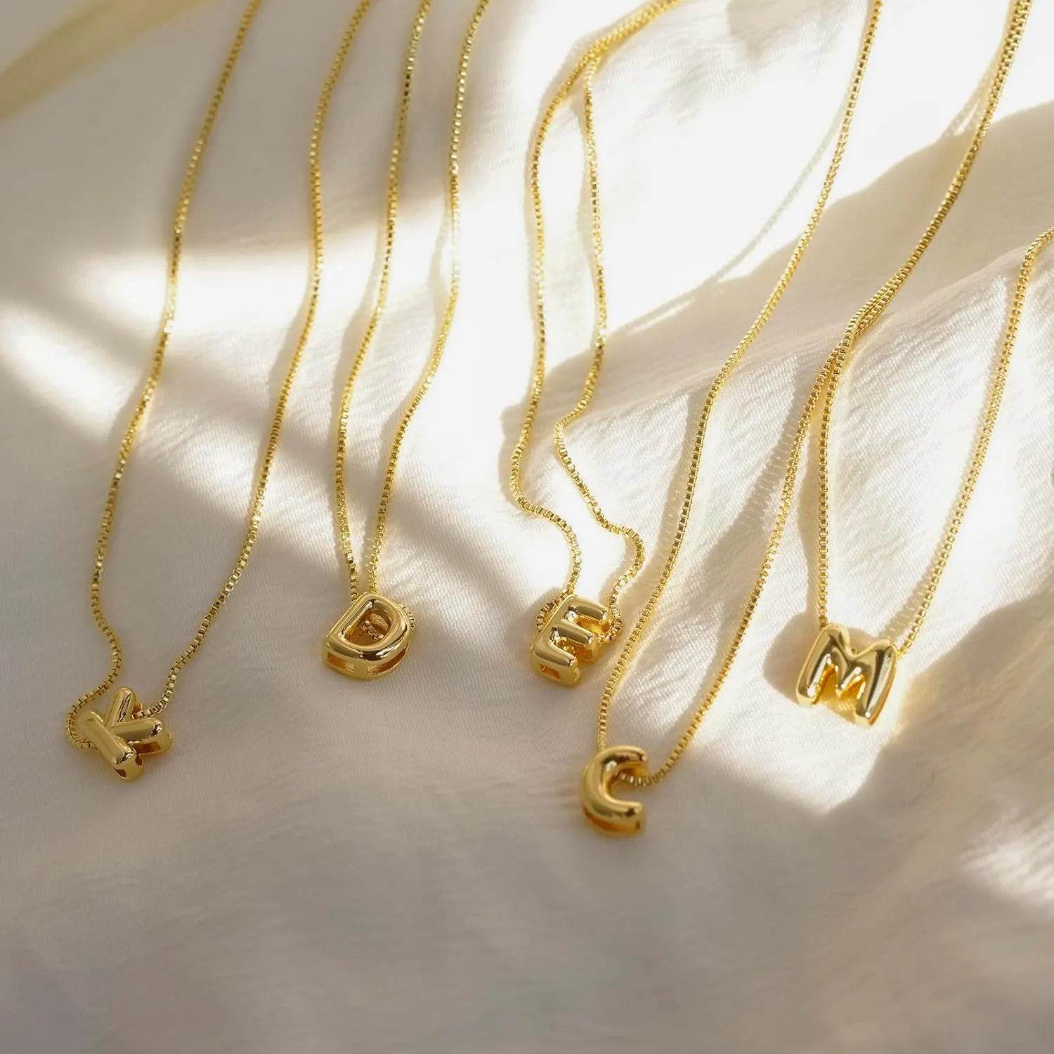 Bubble Gold Letter Necklace for Women, 14k Gold Plated Balloon Initial Necklace, Dainty Gold Necklace for Women, Personalized Bubble Pendant Name Necklace, Fashion Accessories Trendy Jewelry