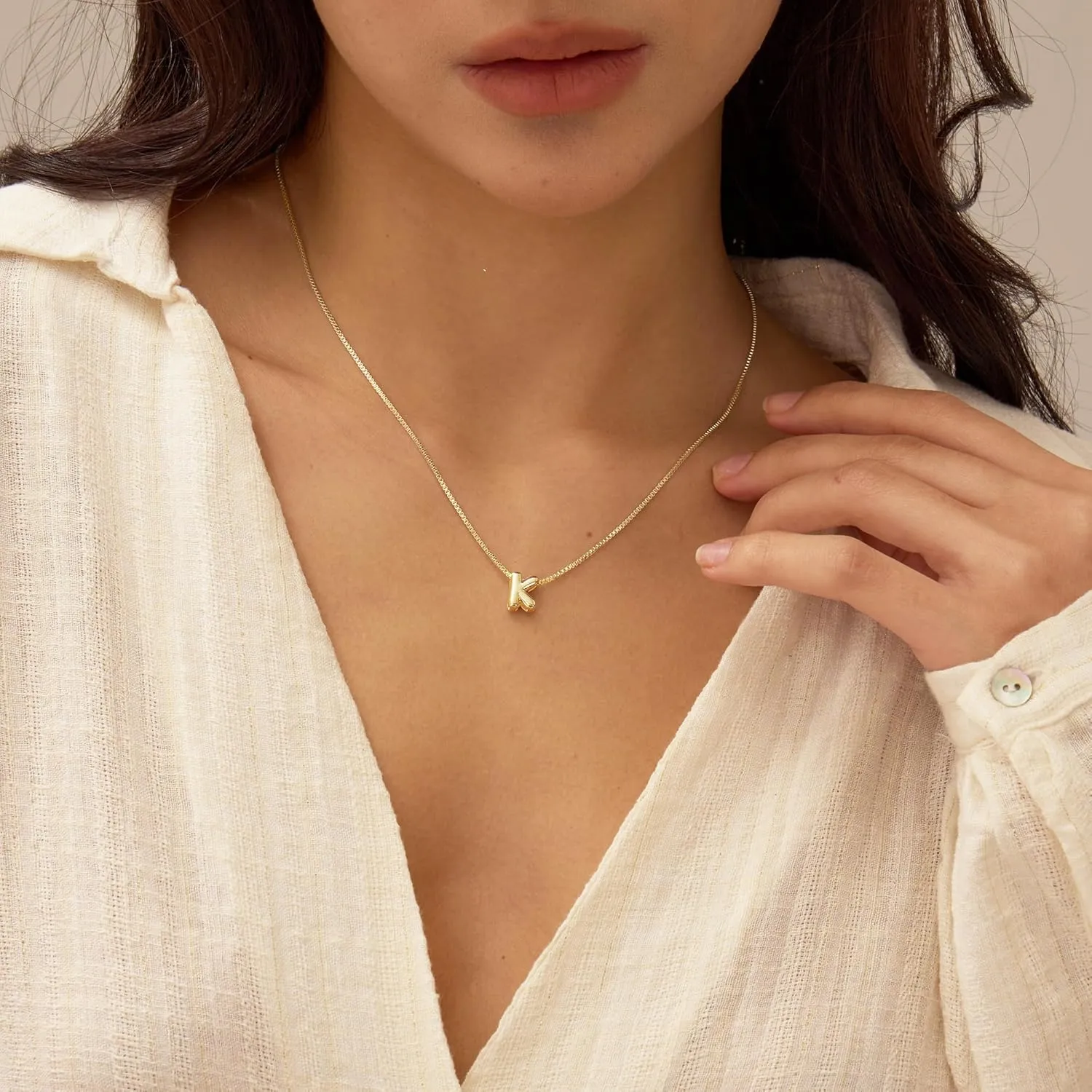 Bubble Gold Letter Necklace for Women, 14k Gold Plated Balloon Initial Necklace, Dainty Gold Necklace for Women, Personalized Bubble Pendant Name Necklace, Fashion Accessories Trendy Jewelry