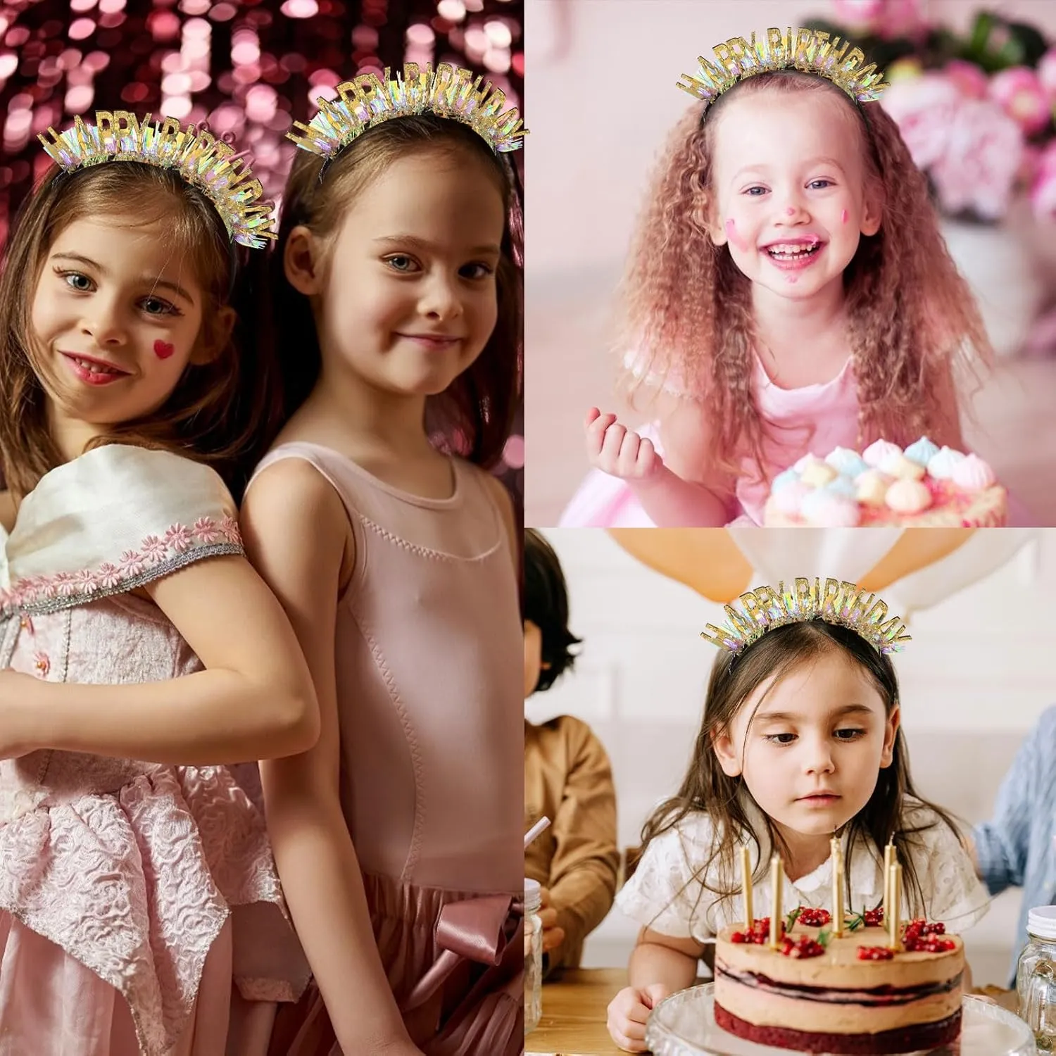 CIEHER Happy Birthday Headband for Women & Girls - Gold