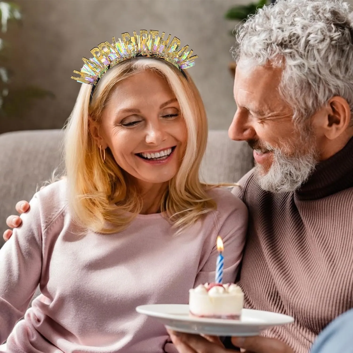 CIEHER Happy Birthday Headband for Women & Girls - Gold