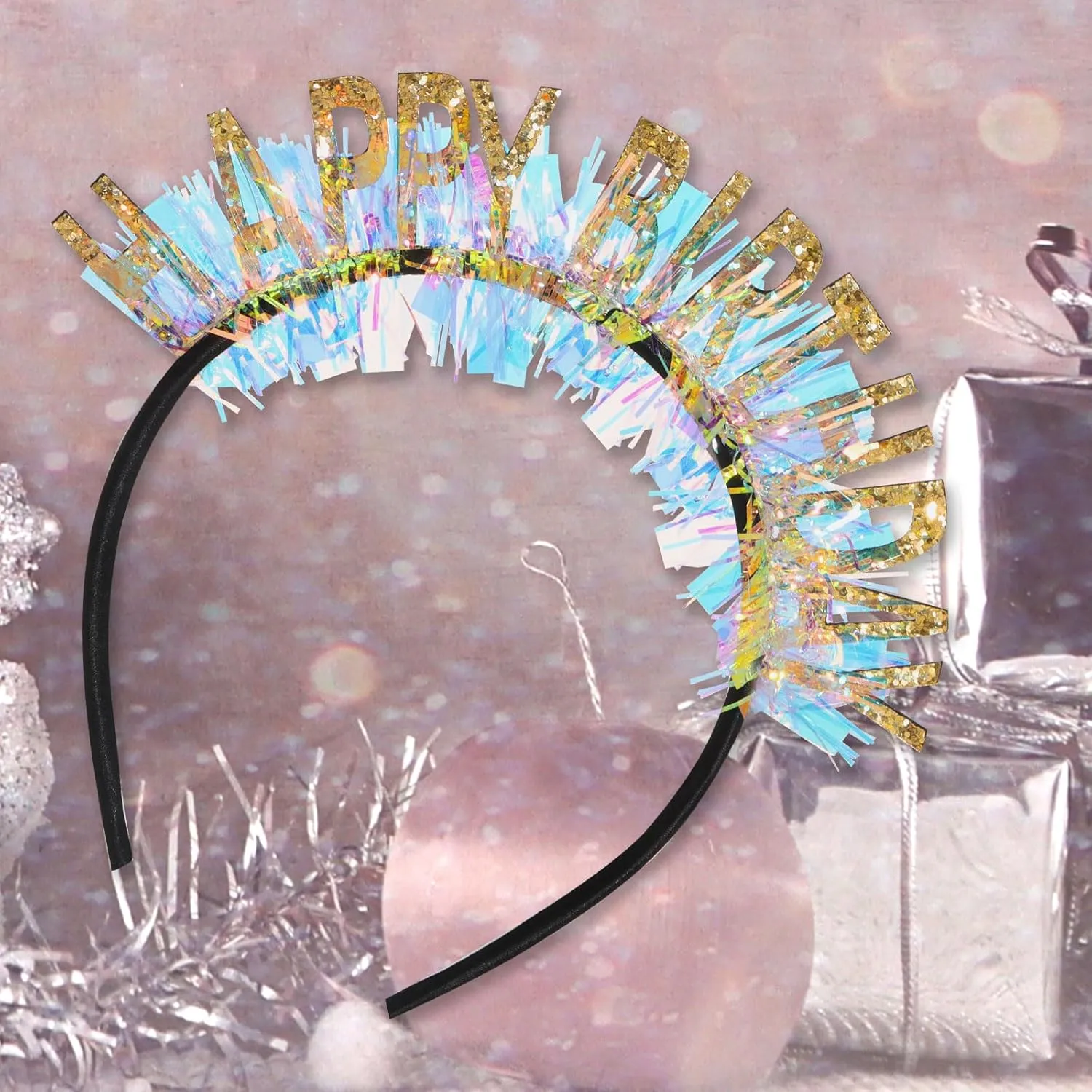 CIEHER Happy Birthday Headband for Women & Girls - Gold