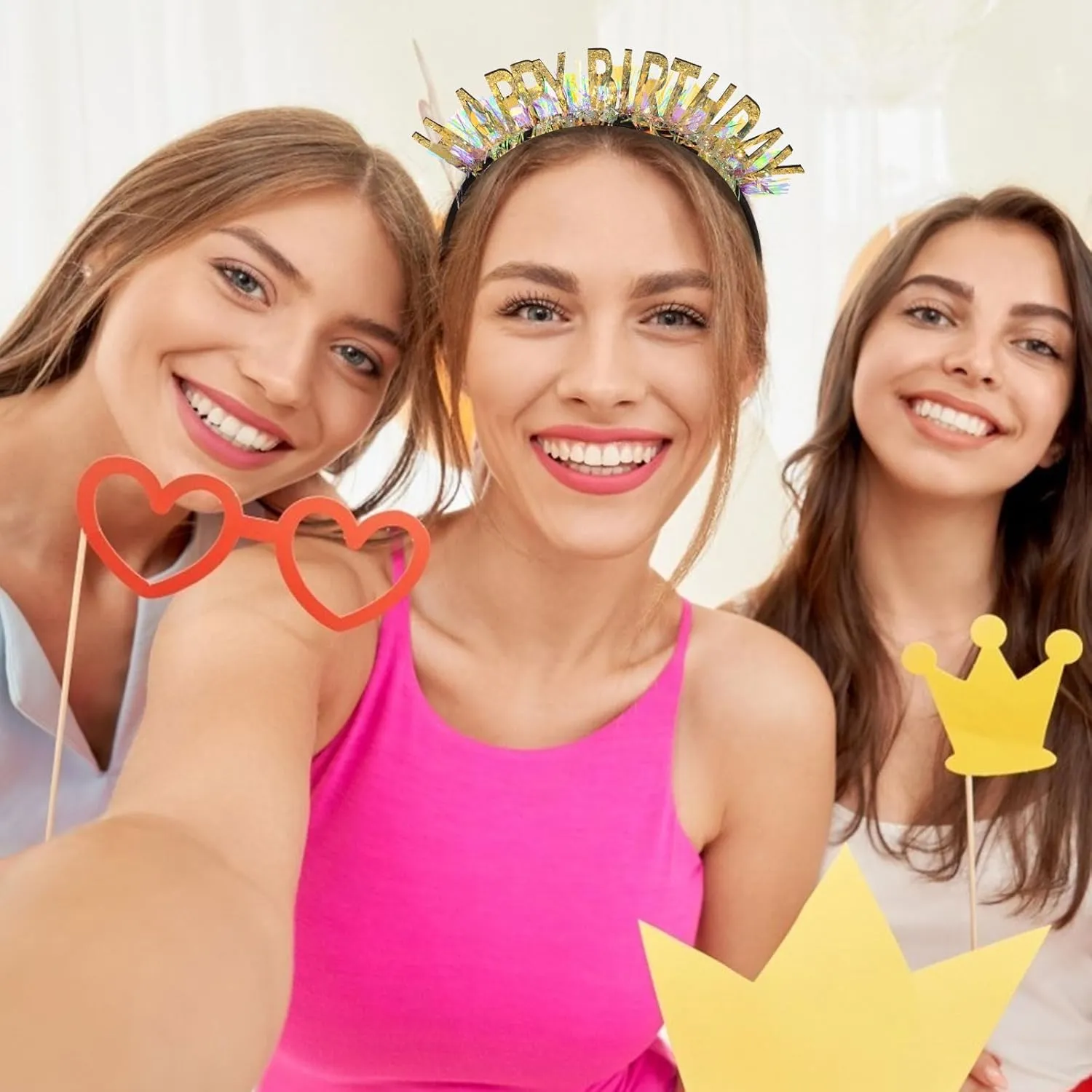 CIEHER Happy Birthday Headband for Women & Girls - Gold
