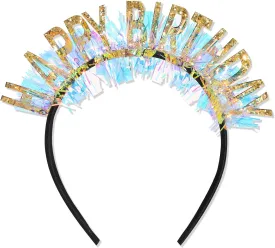 CIEHER Happy Birthday Headband for Women & Girls - Gold