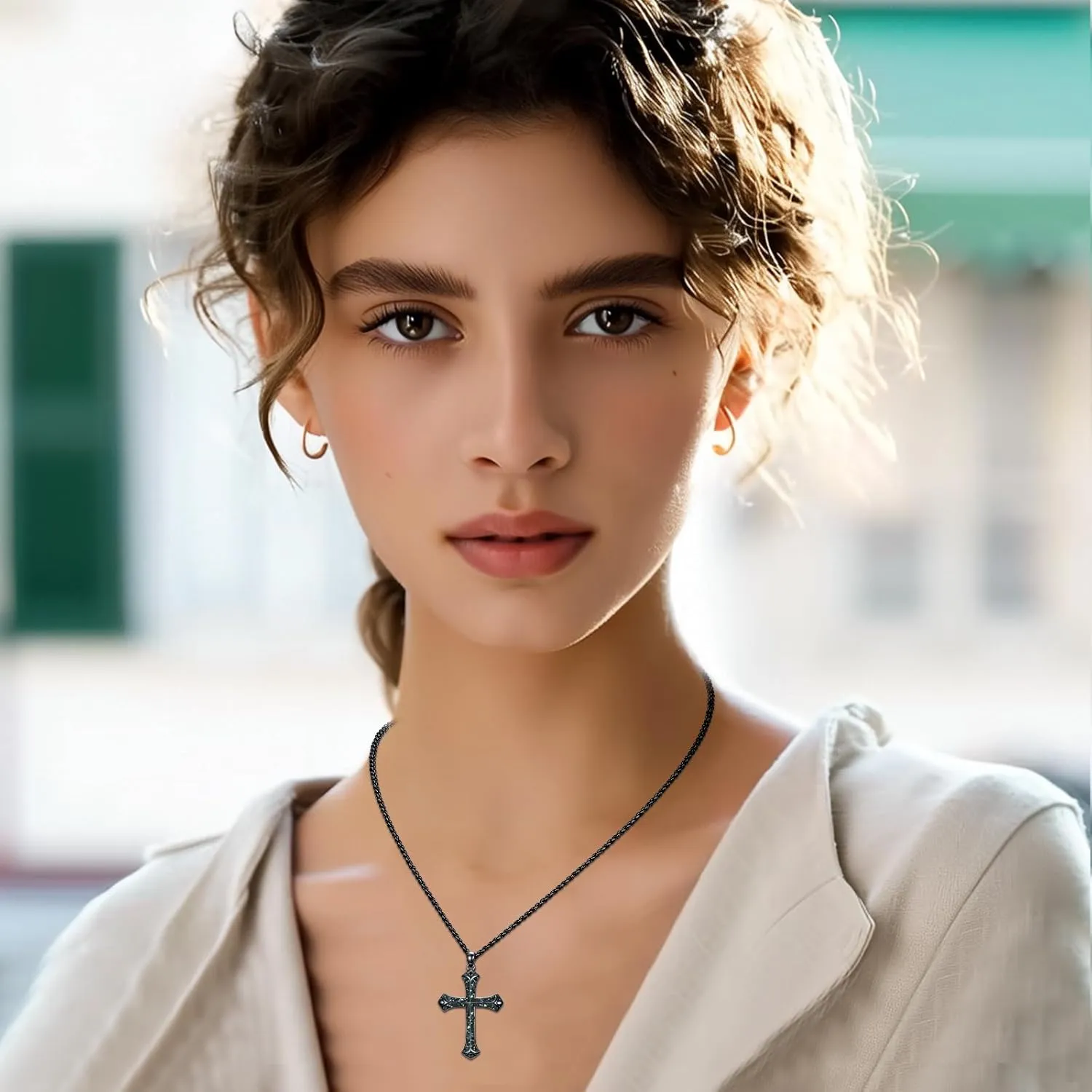 Cross Necklace for Men 925 Sterling Silver Cross Pendant Christian Jewelry Religious Christmas Gifts for Women