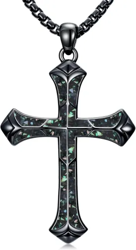 Cross Necklace for Men 925 Sterling Silver Cross Pendant Christian Jewelry Religious Christmas Gifts for Women