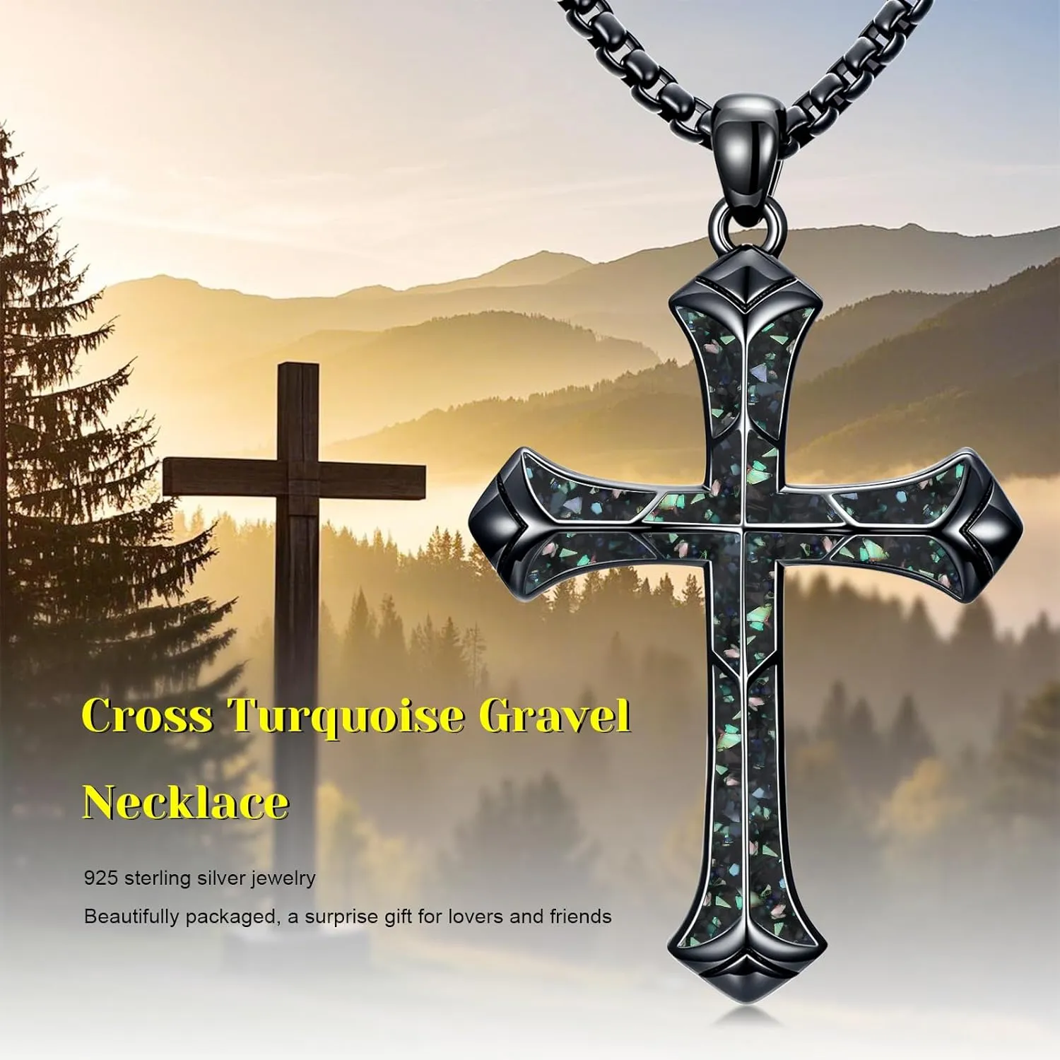 Cross Necklace for Men 925 Sterling Silver Cross Pendant Christian Jewelry Religious Christmas Gifts for Women