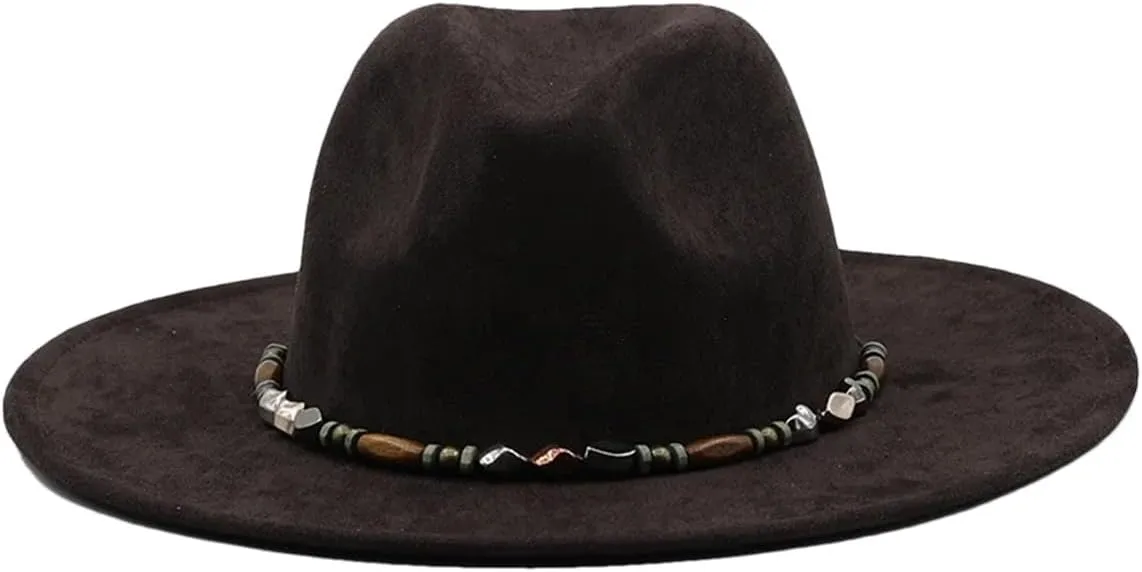 Dcvmvmn Women Men Hat Flat Fedora Hat Panama Hat Black