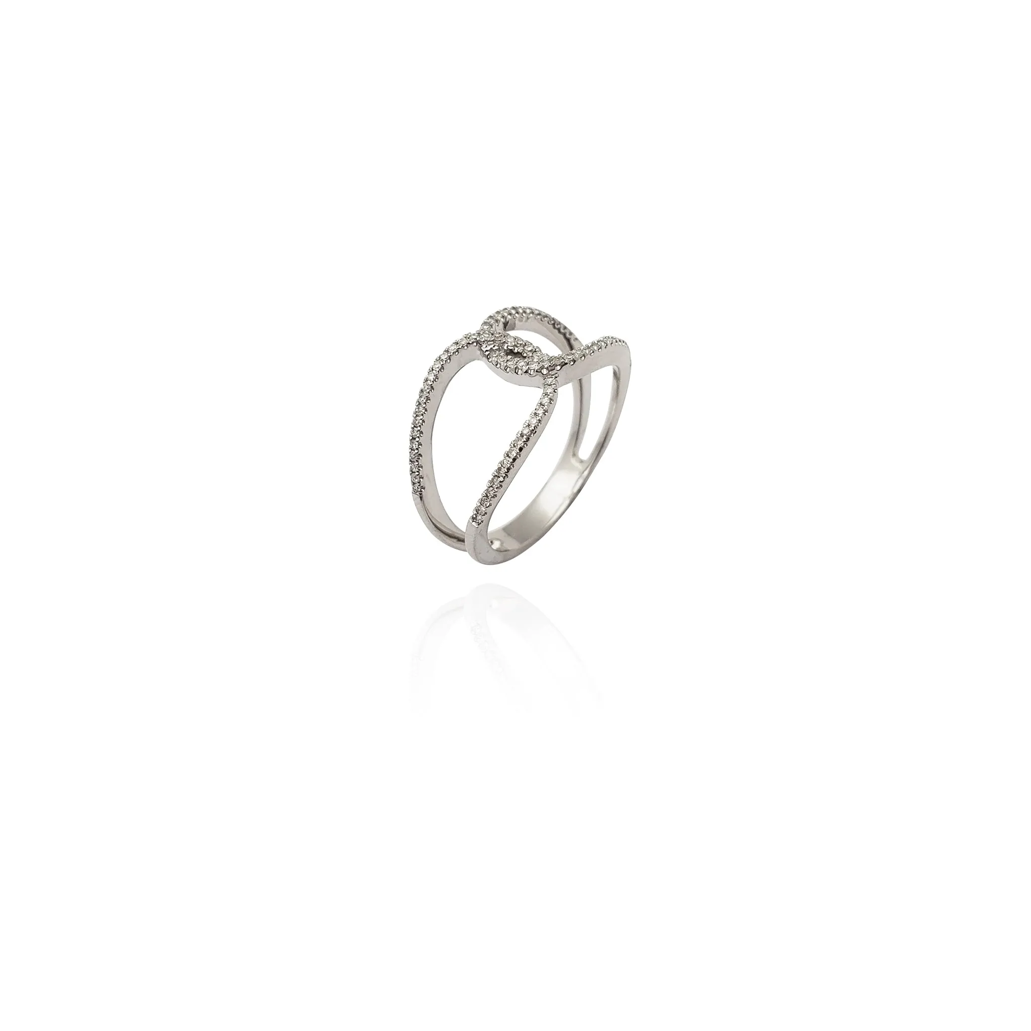 Diamond Reverse Criss Cross Ring (14K)