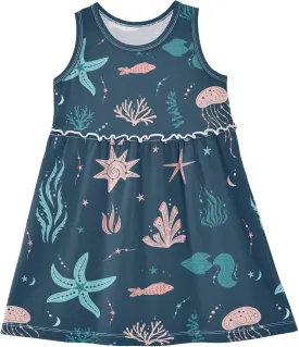 Fashion Girls Dress Cute Pattern Sleeveless Summer Casual Sundress A-line Dress 2T-8Y