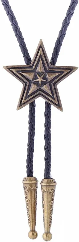 GelConnie Bolo Ties for Men Women Western Cowboy Tie Mens Western Necklace Leather Necktie Gold Bolero Tie Cowboy Necklace