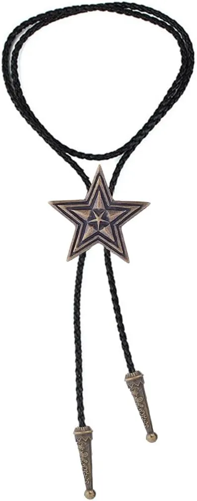 GelConnie Bolo Ties for Men Women Western Cowboy Tie Mens Western Necklace Leather Necktie Gold Bolero Tie Cowboy Necklace