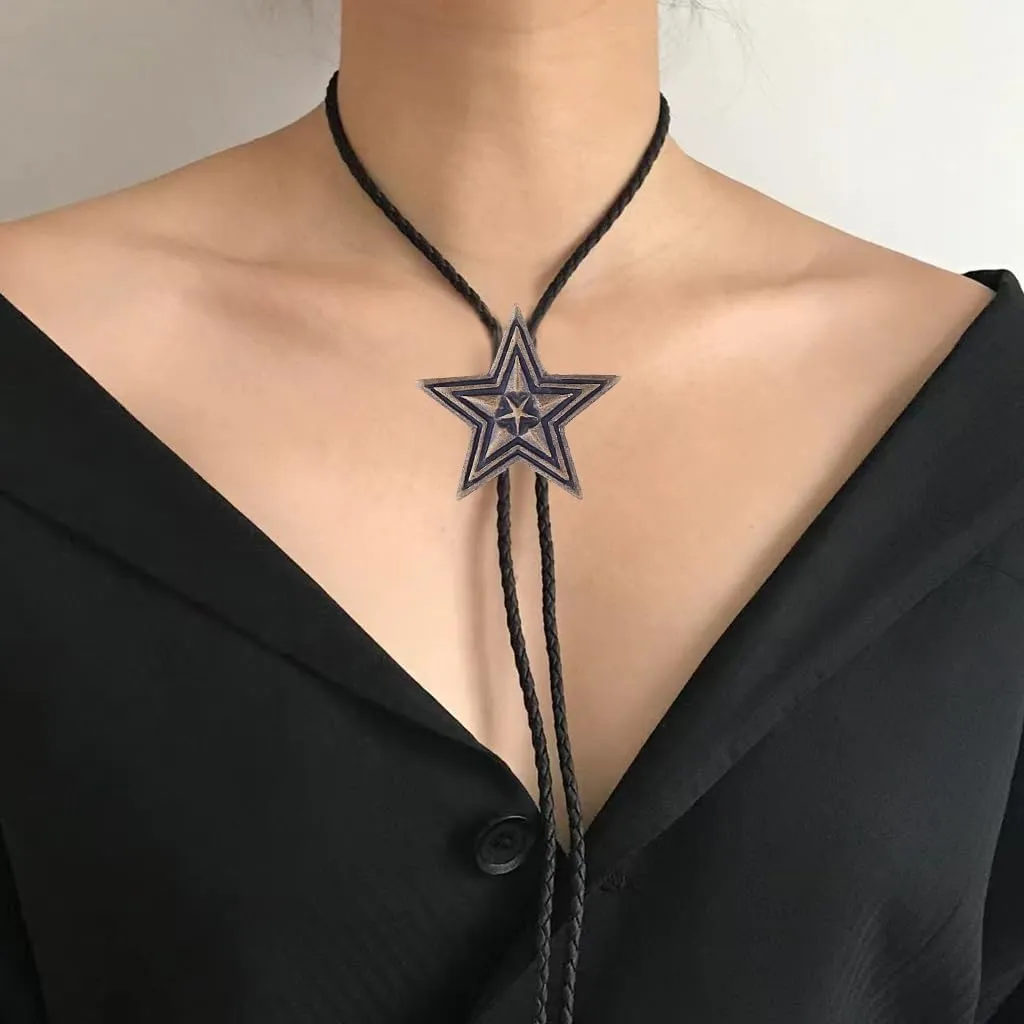 GelConnie Bolo Ties for Men Women Western Cowboy Tie Mens Western Necklace Leather Necktie Gold Bolero Tie Cowboy Necklace