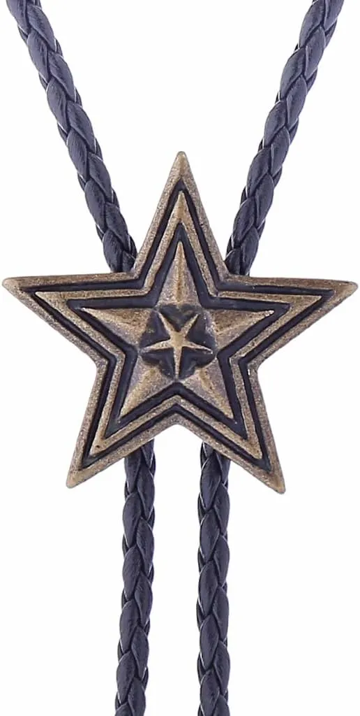 GelConnie Bolo Ties for Men Women Western Cowboy Tie Mens Western Necklace Leather Necktie Gold Bolero Tie Cowboy Necklace