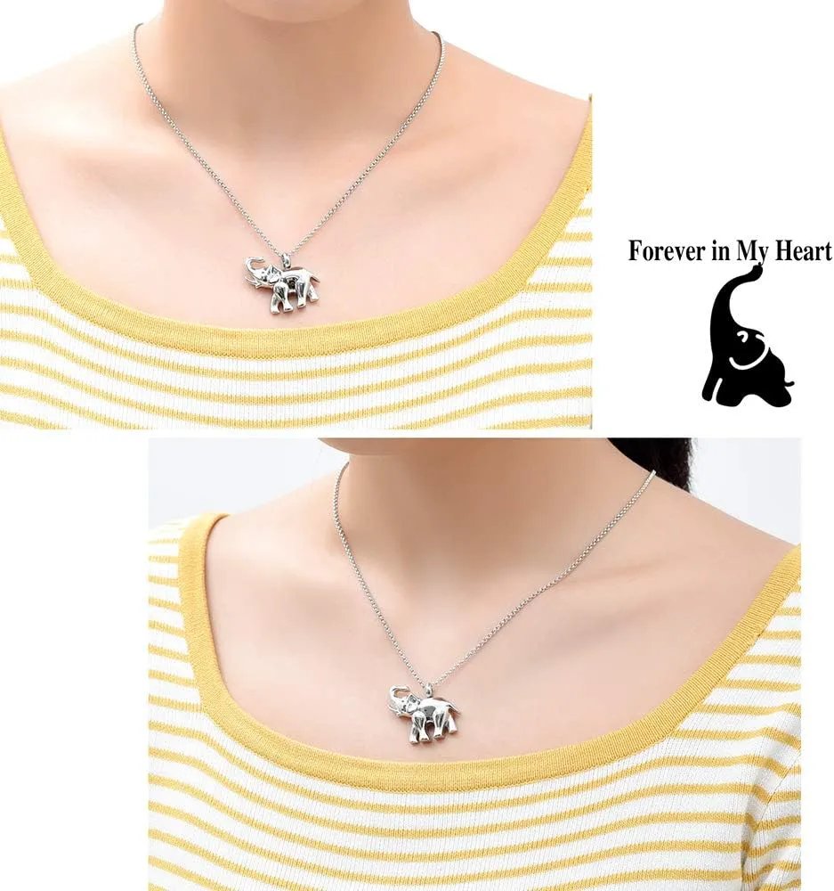 Hearbeingt Cremation Jewelry for Ashes Urn Necklace for Human Pet Ashes Pendant, Elephant Memorial Jewelry for Pet for Men Women