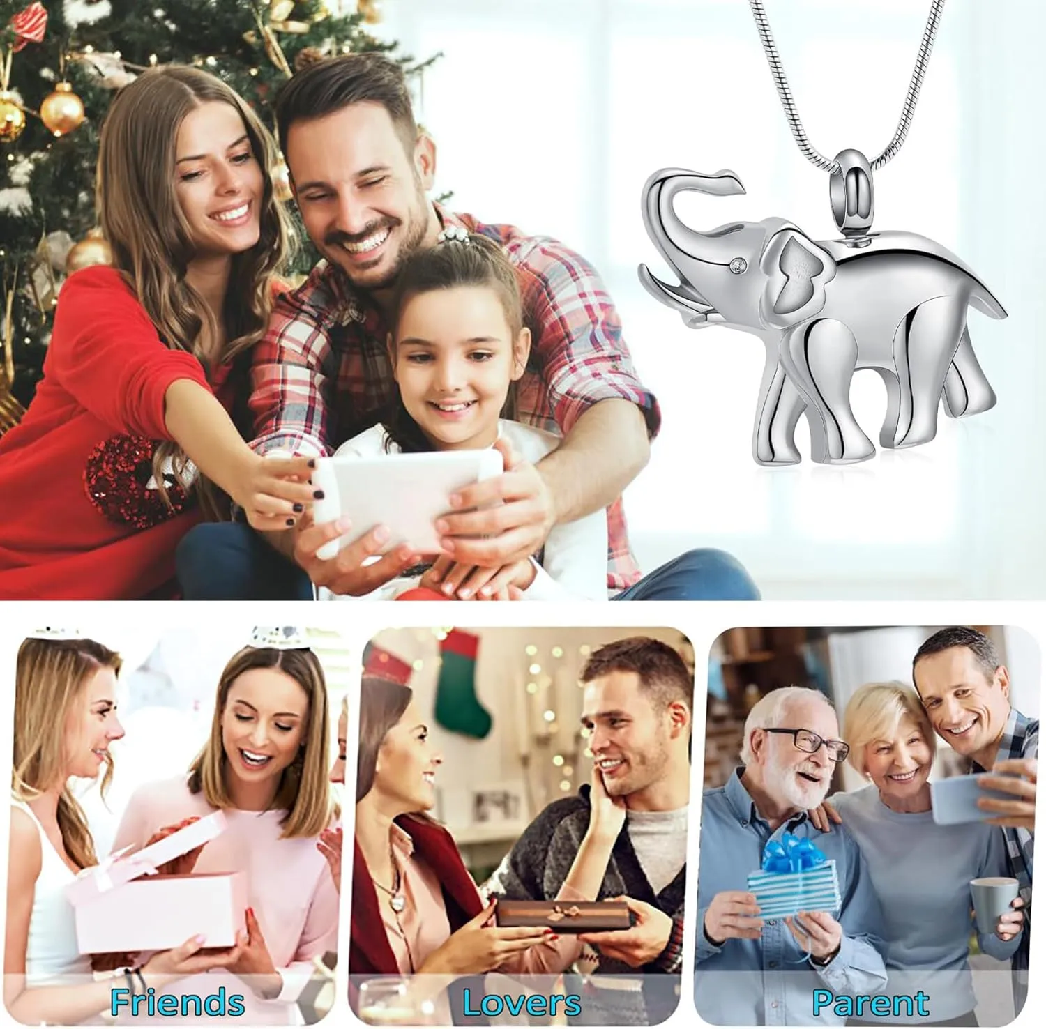 Hearbeingt Cremation Jewelry for Ashes Urn Necklace for Human Pet Ashes Pendant, Elephant Memorial Jewelry for Pet for Men Women