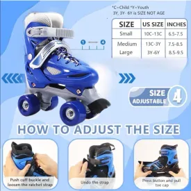 Inline Skates, Red and Blue, Adjustable Size for Boys and Girls.