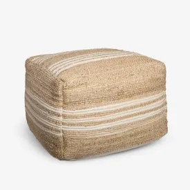 Jute Stripe Footstool Natural
