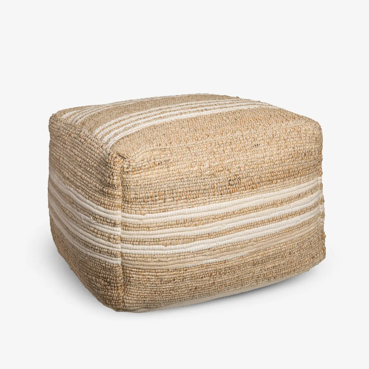 Jute Stripe Footstool Natural