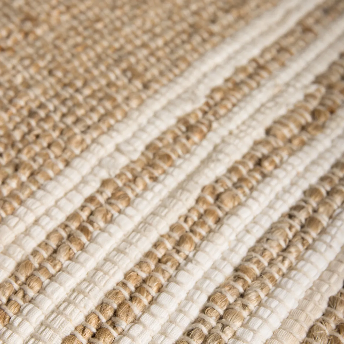Jute Stripe Footstool Natural