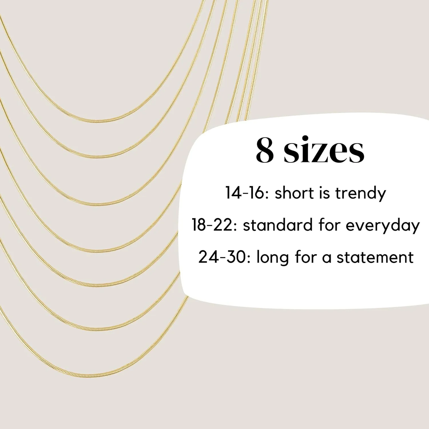 KISPER 24k Gold Snake Chain Necklace  Thin, Dainty, Gold Plated Stainless Steel Jewelry for Women & Men with Lobster Clasp