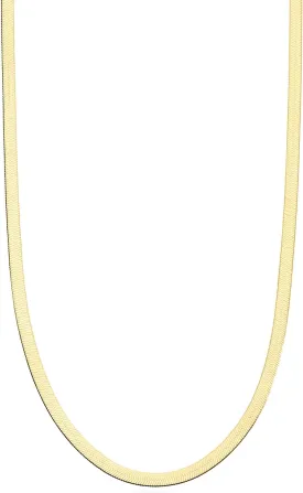 Miabella Italian Solid 925 Sterling Silver, 18Kt Gold Plated 3.5mm Flexible Flat Herringbone Chain Necklace for Women, Made in Italy