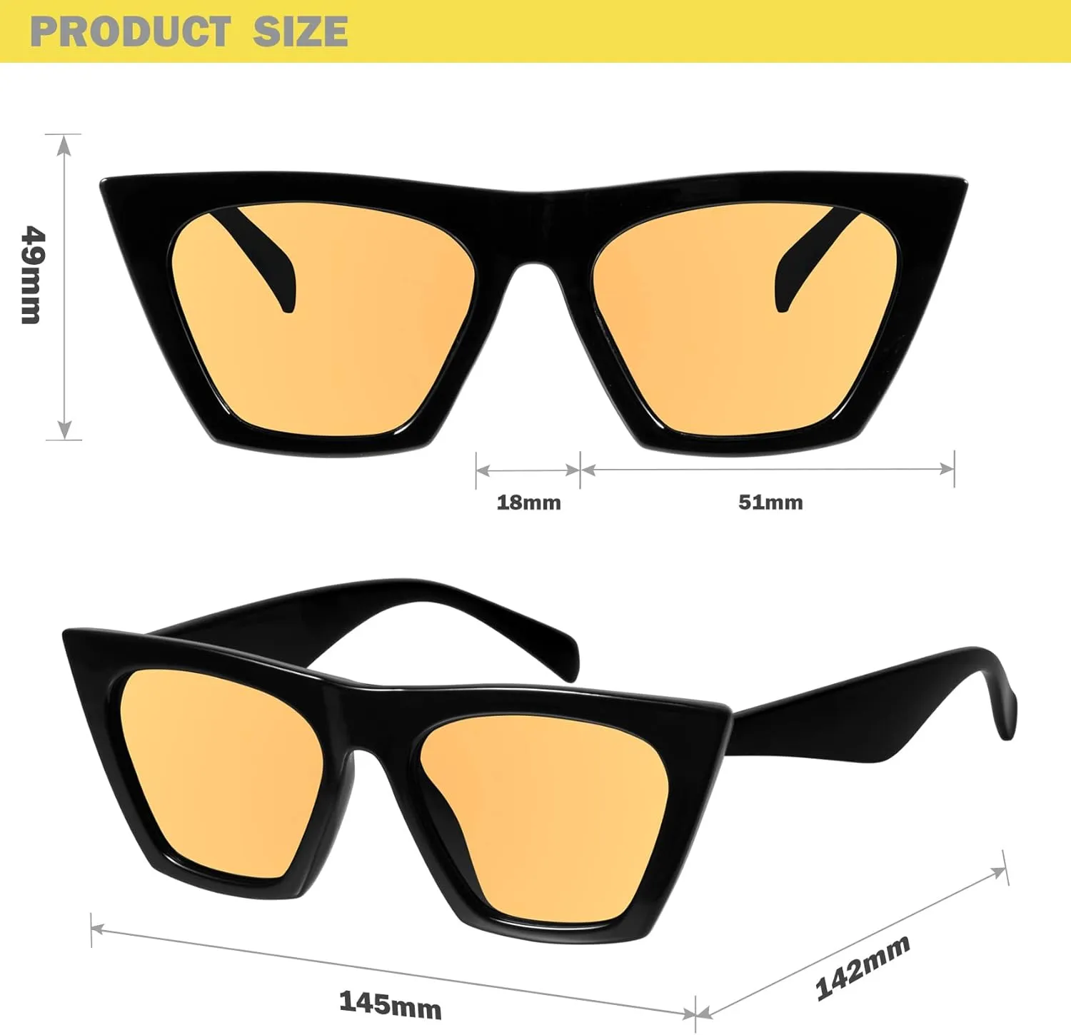mosanana Square Cat Eye Sunglasses for Women Trendy Retro Cool MS51801