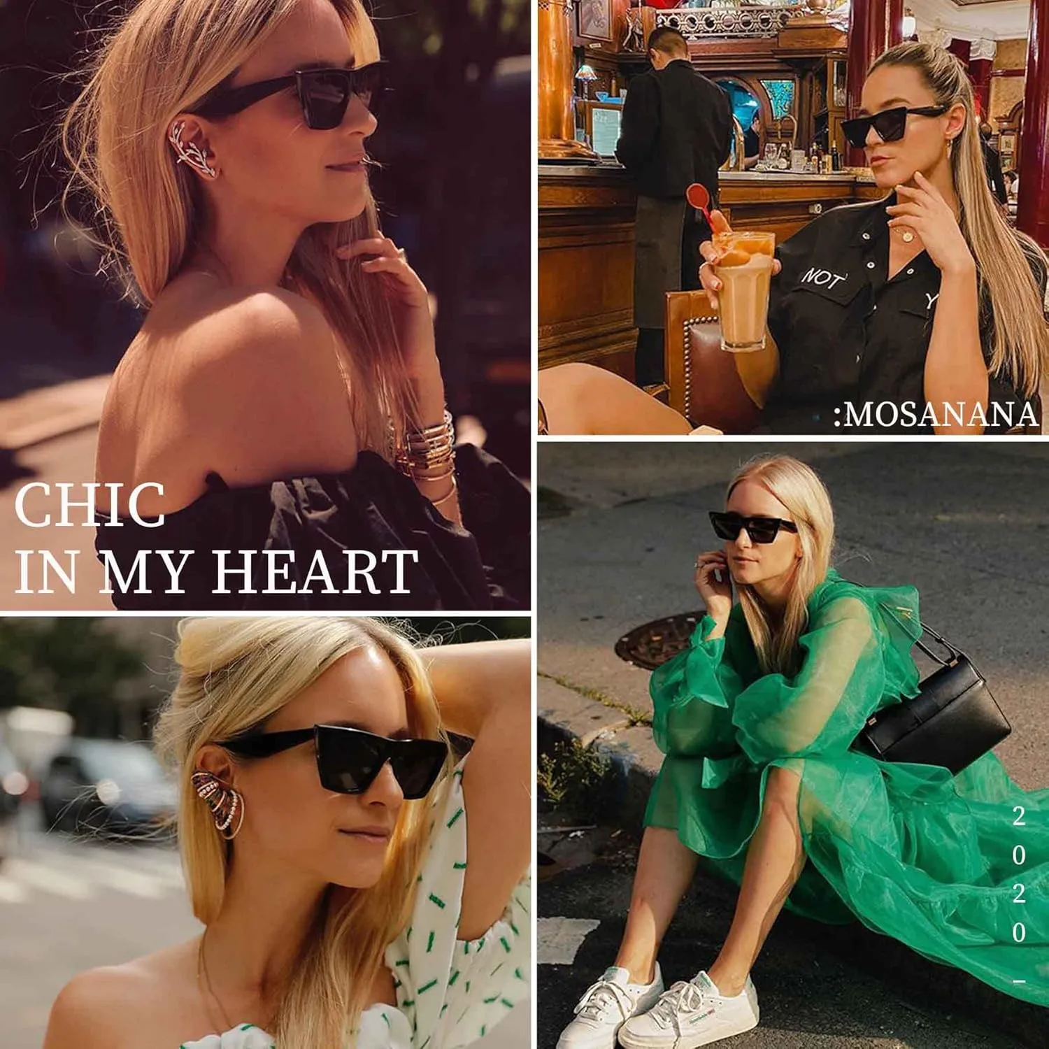 mosanana Square Cat Eye Sunglasses for Women Trendy Retro Cool MS51801