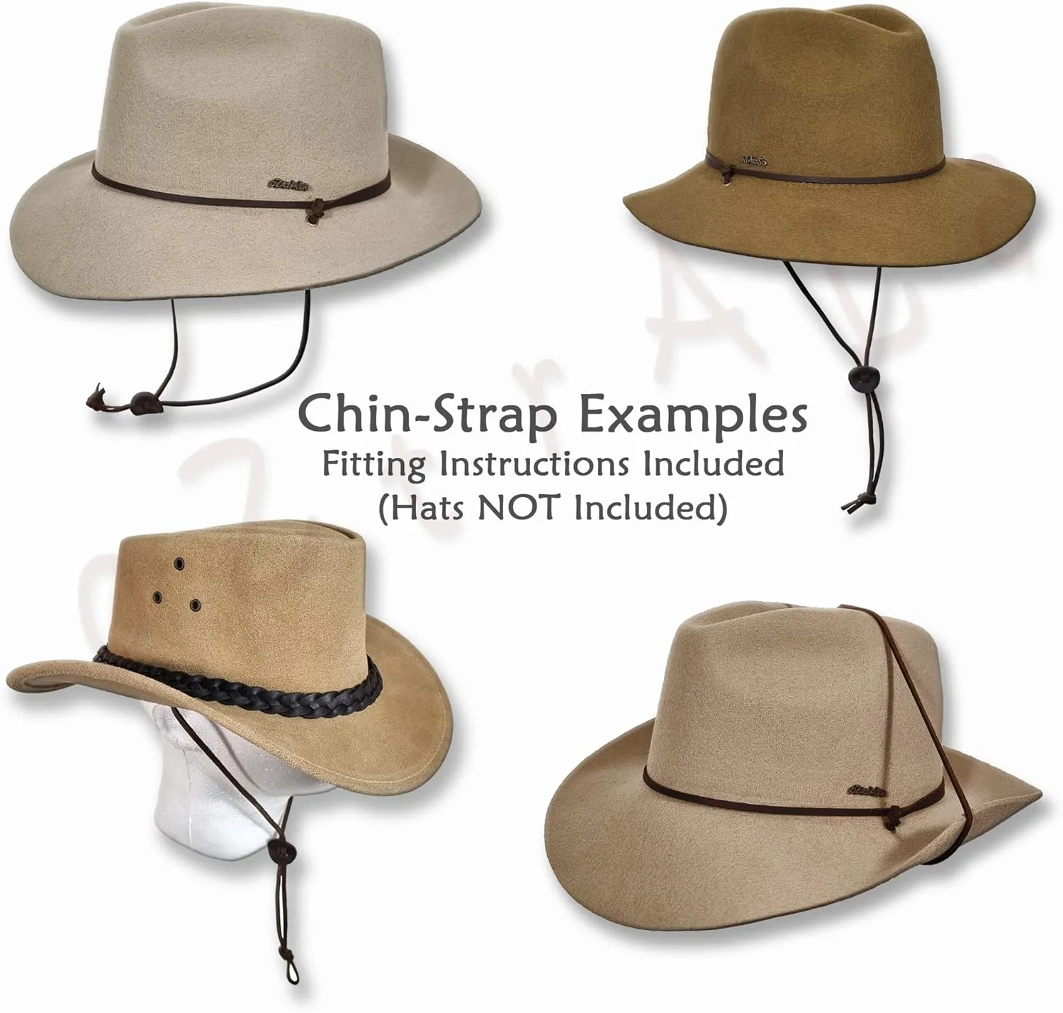 Oztrala Chin-Strap Buffalo Leather Stampede String Cowboy Hat Men HAC2 Chinstrap
