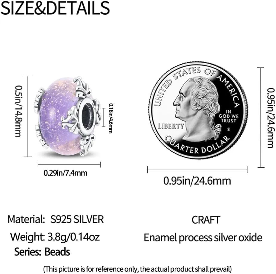 Pandach Murano Glass 925 Sterling Silver Charms for Bracelets Colour Changing Beads for Women Jewelry Gifts