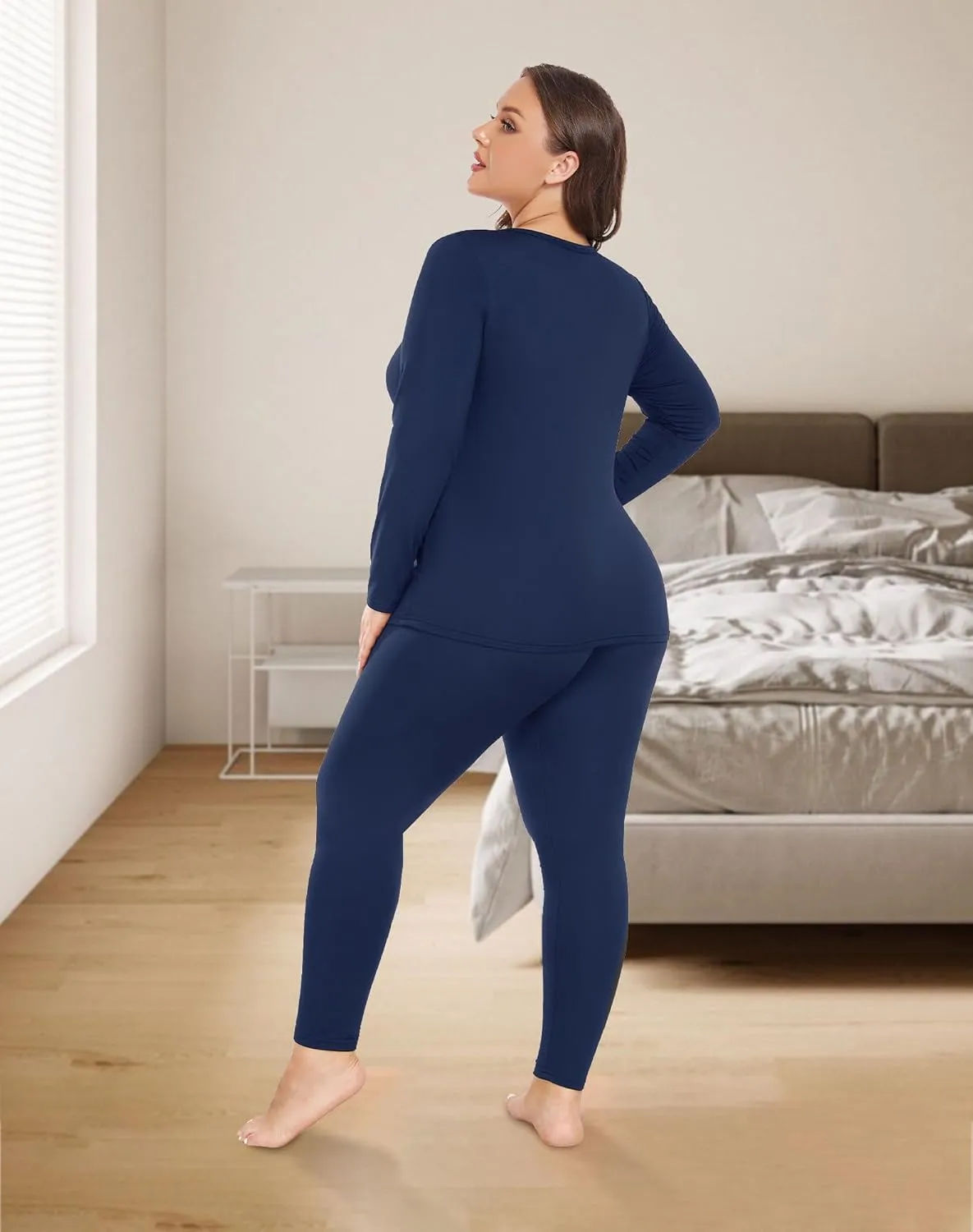 Plus Size Thermal Underwear for Women Long Johns Sets Fleece Lined Base Layer Cold Weather Long Underwear